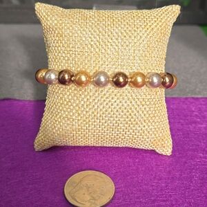 Pearl Glass Bracelet Sterling Silver Clasp